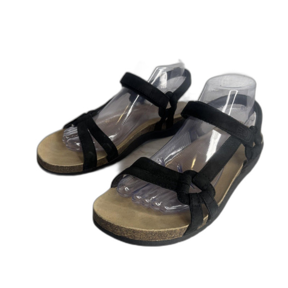 Teva Sandals Womens Size 9 Black Ventura Cork Waterproof Leather Strappy 6389 - Picture 2 of 11